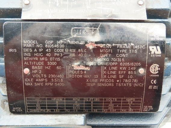 Leeson 810546.00 Vector Inverter Duty Motor 2Hp 1750 RPM 230/460V 3PH 145TC TENV