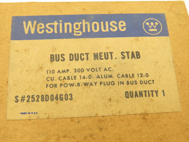 Westinghouse 2528D04G03 Bus Plug Neutral Stab Kit 110A 300VAC Lot of 6