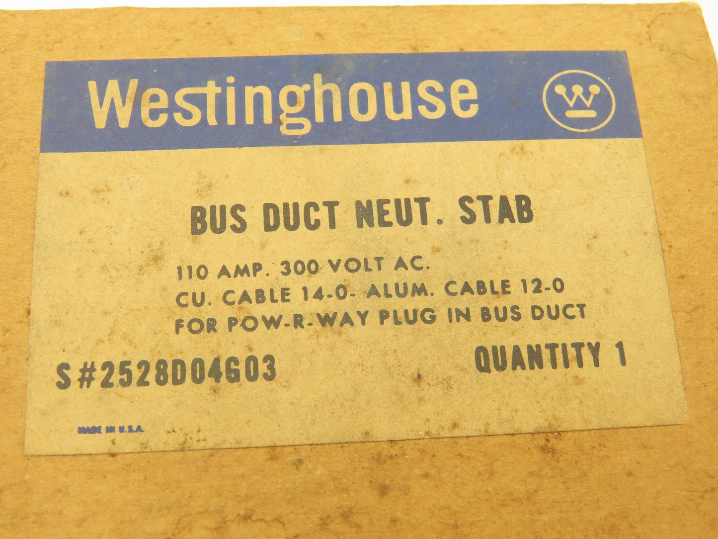 Westinghouse 2528D04G03 Bus Plug Neutral Stab Kit 110A 300VAC Lot of 6