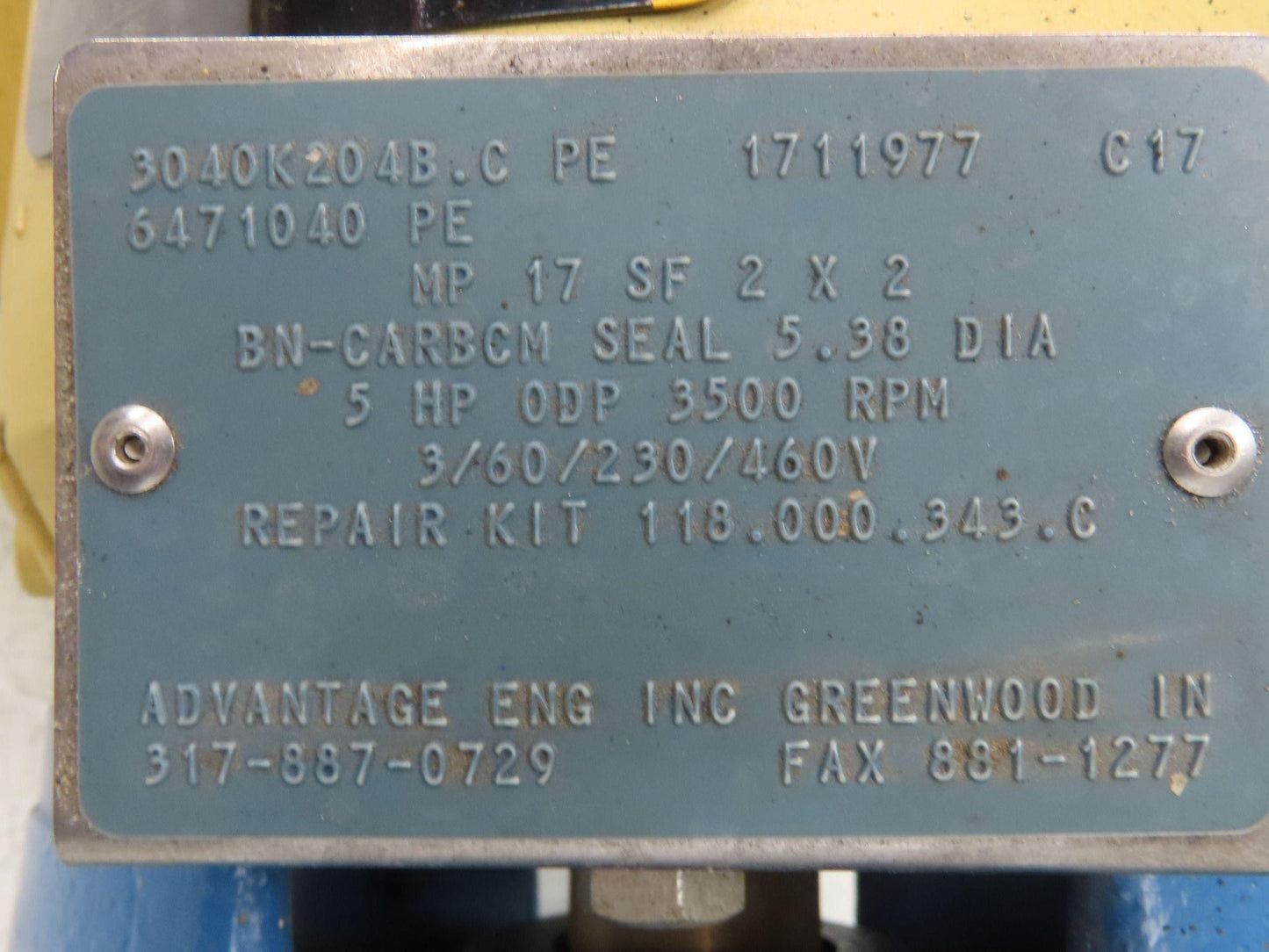 Scot Model 17 Cast Iron Centrifugal Pump 2x2" NPT 200 GPM 5Hp 230/460V 3PH 182JM