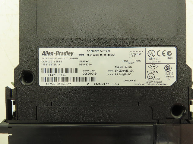 Allen Bradley 1756-OB16E DC E-Fused Output 16 Point Ser A FW Rev 3.3
