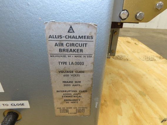 Allis Chalmers LA-3000 Air Circuit Breaker 600VAC 3000A 3 Pole AC Pro Quick Trip