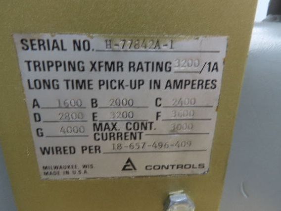 Allis Chalmers LA-3000 Air Circuit Breaker 600VAC 3000A 3 Pole AC Pro Quick Trip