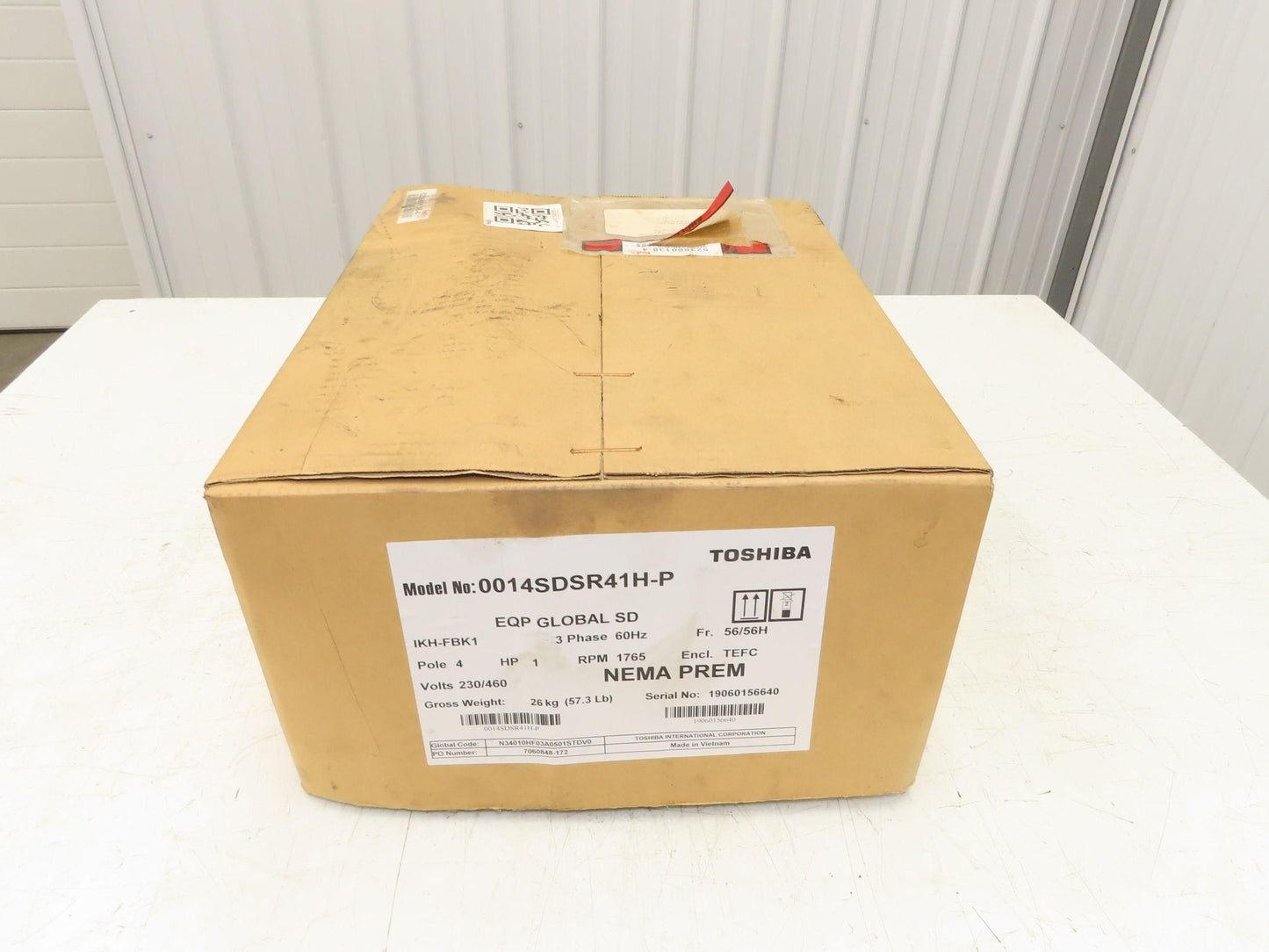 Toshiba EQP Global AC Motor 1Hp 1765 RPM 230/460V 3PH 56 Frame 0014SDSR41H-P