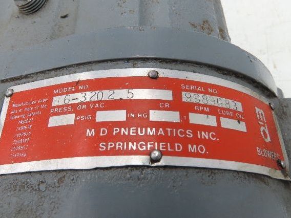 MD-Pneumatics 46-3202.5 Positive Disp. Rotary Lobe Blower 1.5"npt -Broken Feet-