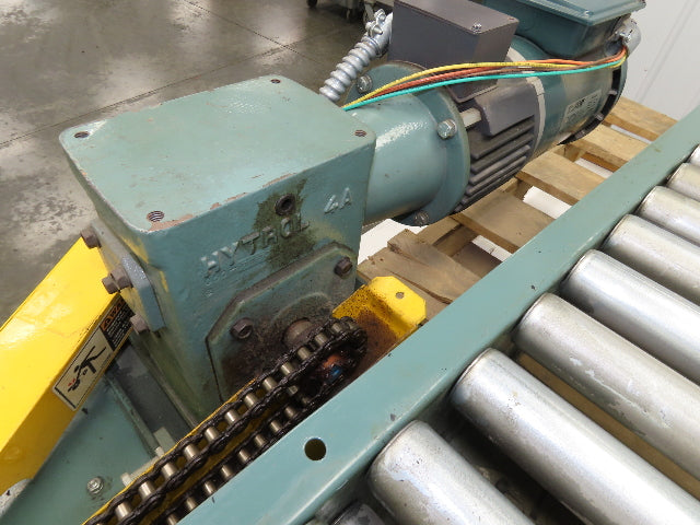 Hytrol 24"x 60" Accumulation Roller Conveyor 21"BF V-Belt End Drive 1Hp 230/460V