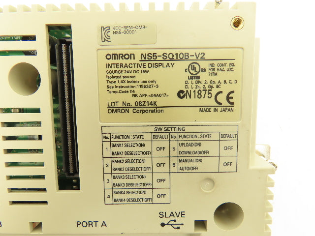 Omron NS5-SQ10B-V2 PLC Interactive Display 5.7" LCD 24V 15W Ver 3.19 Cover