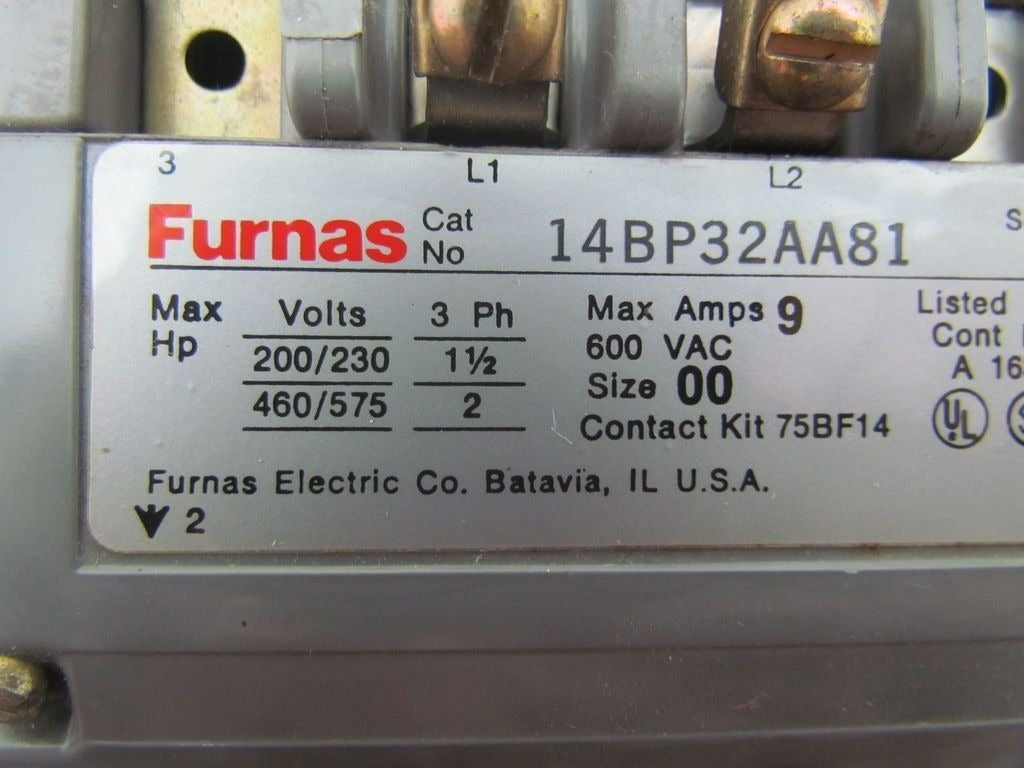 Furnas Siemens 14BP332AA81 Motor Starter Control SZ 00 3PH Open 120V Coil