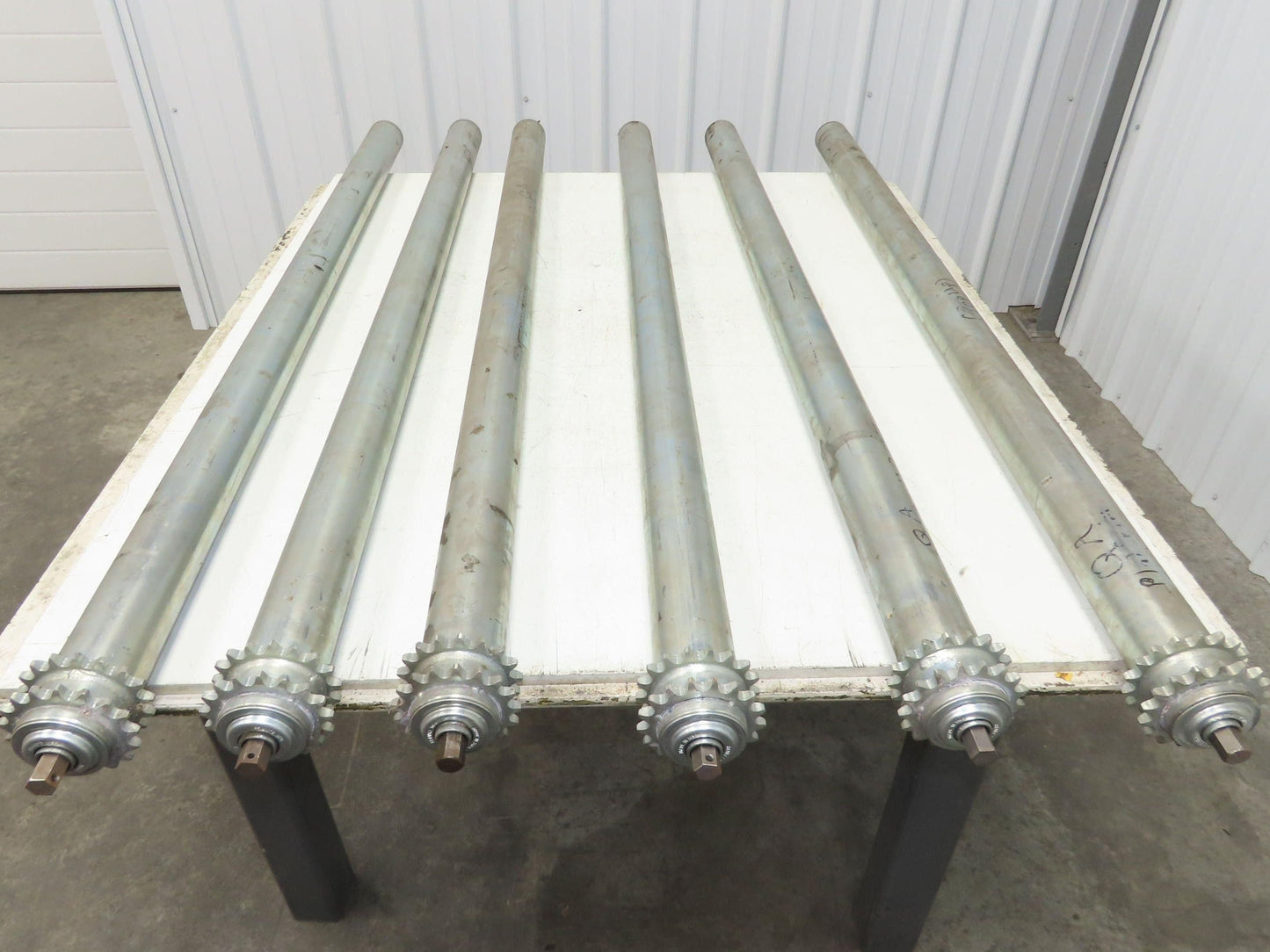 2.5" Galvanized Conveyor Roller Double Sprocket 52" Pallet Conveyor Lot of 6