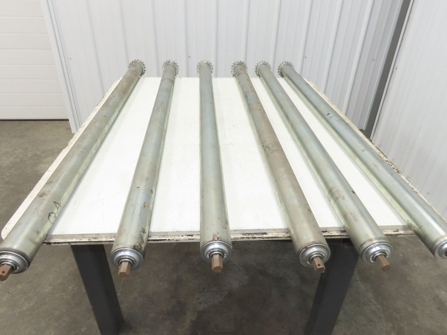 2.5" Galvanized Conveyor Roller Double Sprocket 52" Pallet Conveyor Lot of 6