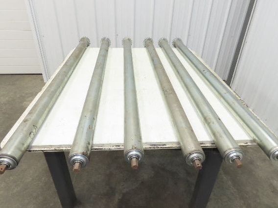2.5" Galvanized Conveyor Roller Double Sprocket 52" Pallet Conveyor Lot of 6