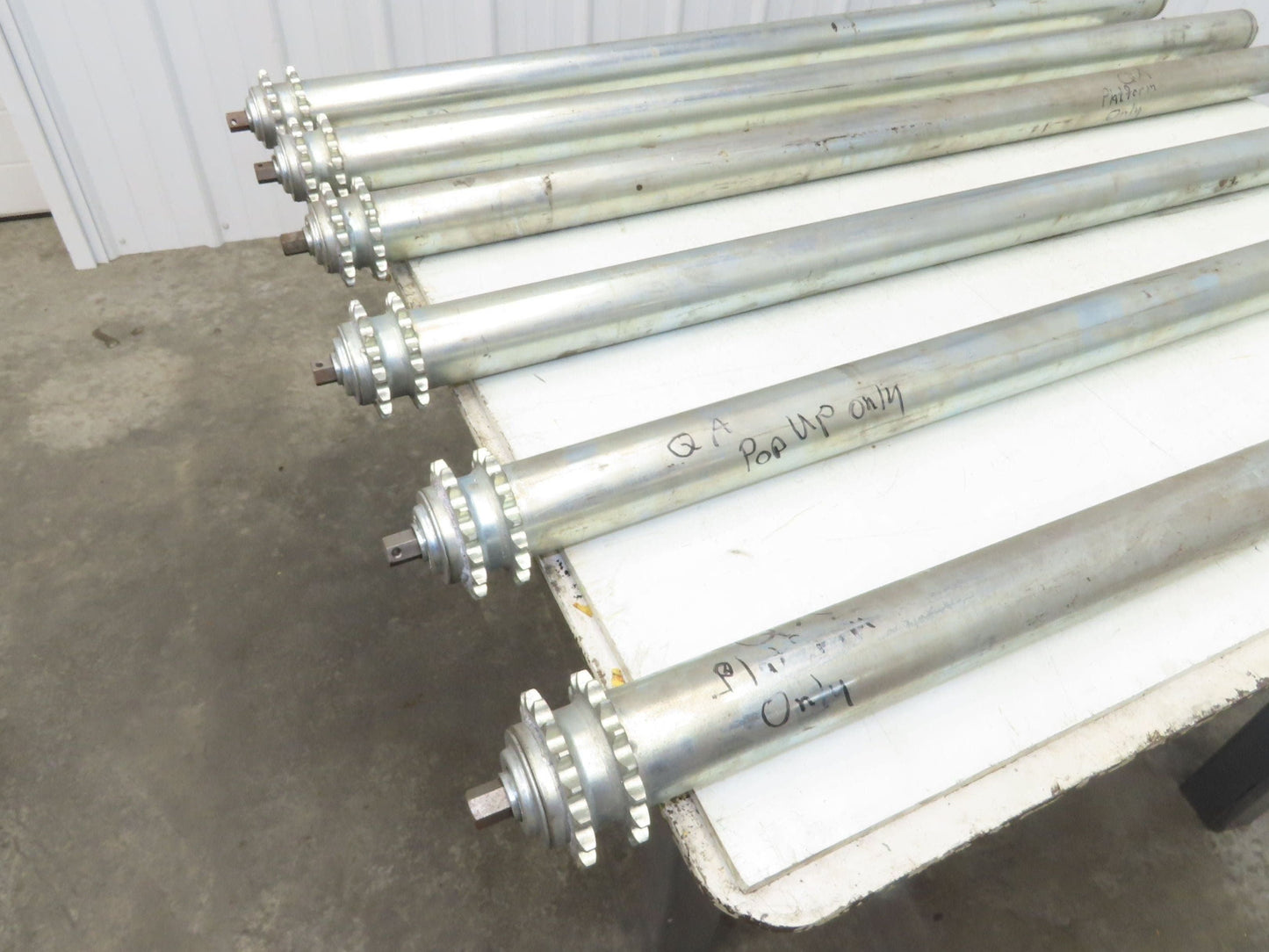 2.5" Galvanized Conveyor Roller Double Sprocket 52" Pallet Conveyor Lot of 6