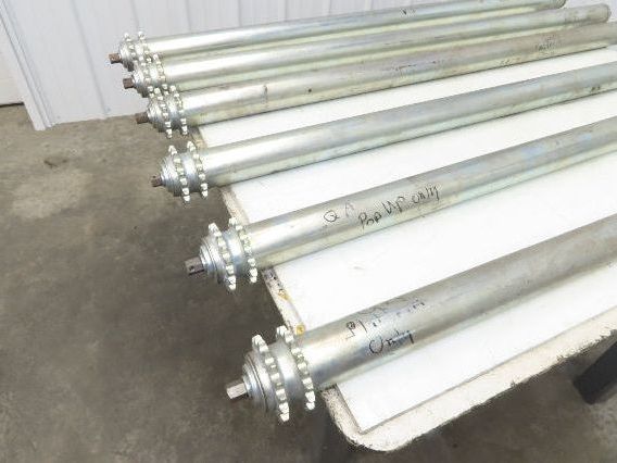 2.5" Galvanized Conveyor Roller Double Sprocket 52" Pallet Conveyor Lot of 6