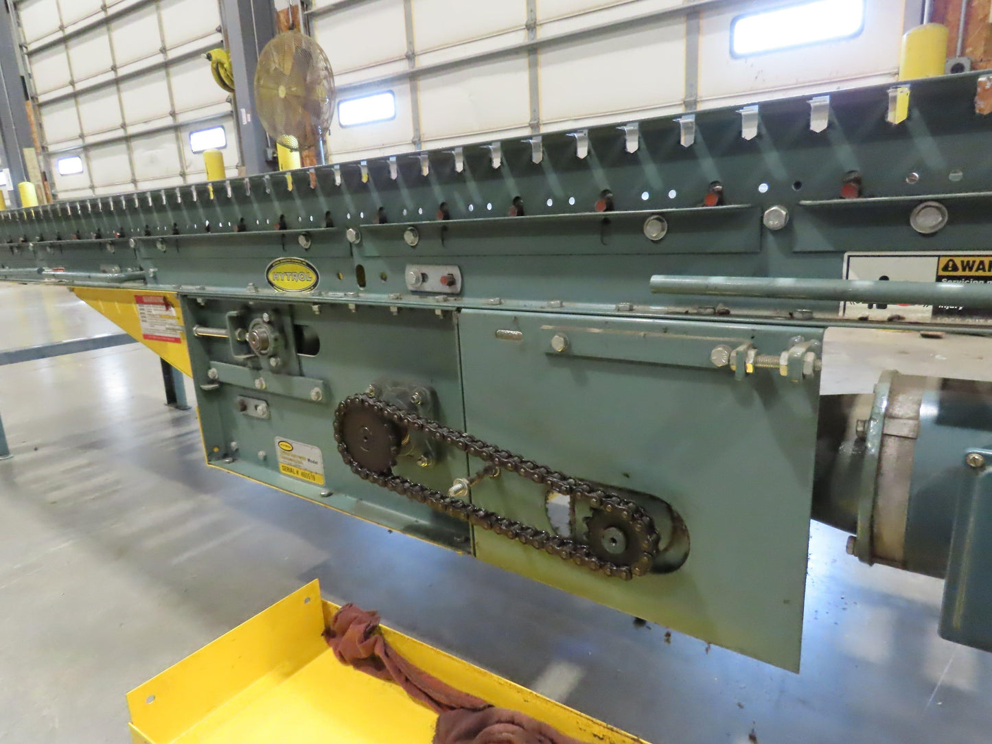 Hytrol 24"x 10' Belt-Over Roller Conveyor 21"BF Center Drive 1Hp 230/460V 136fpm