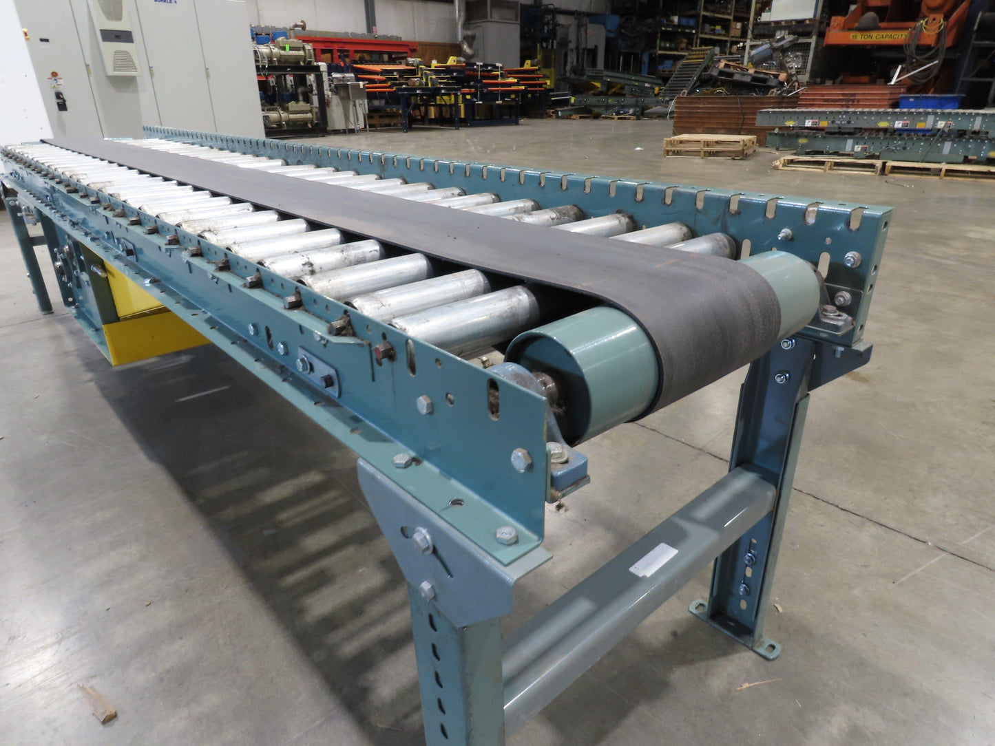 Hytrol 24"x 10' Belt-Over Roller Conveyor 21"BF Center Drive 1Hp 230/460V 136fpm