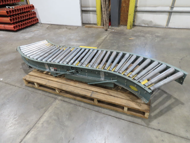 Hytrol 45° S-Curve 24" Accumulation Roller Conveyor 21"BF Slave Belt Drive 9' 6"
