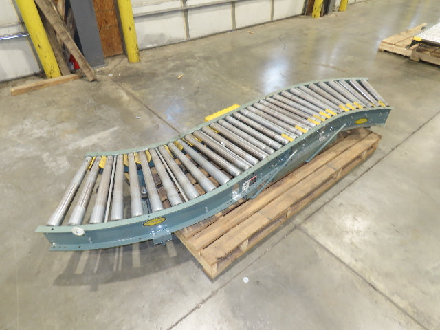 Hytrol 45° S-Curve 24" Accumulation Roller Conveyor 21"BF Slave Belt Drive 9' 6"