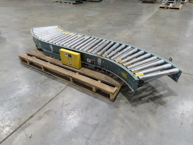 Hytrol 45° S-Curve 24" Accumulation Roller Conveyor 21"BF Slave Belt Drive 9' 6"