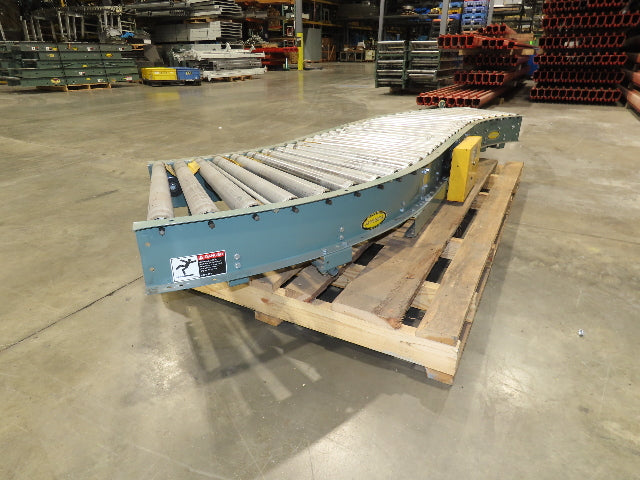 Hytrol 45° S-Curve 24" Accumulation Roller Conveyor 21"BF Slave Belt Drive 9' 6"