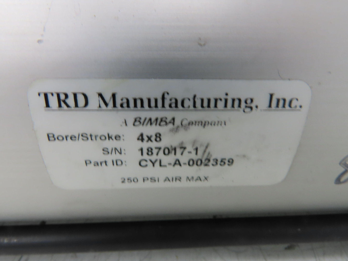 TRD Bimba Pneumatic Air Cylinder 4" Bore 8" Stroke 250 PSI 10.25" Extended Rod