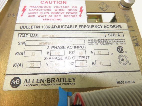 Allen Bradley 1336-B025-EAF-S1 Variable Frequency AC Drive 25Hp 460V 3PH VFD