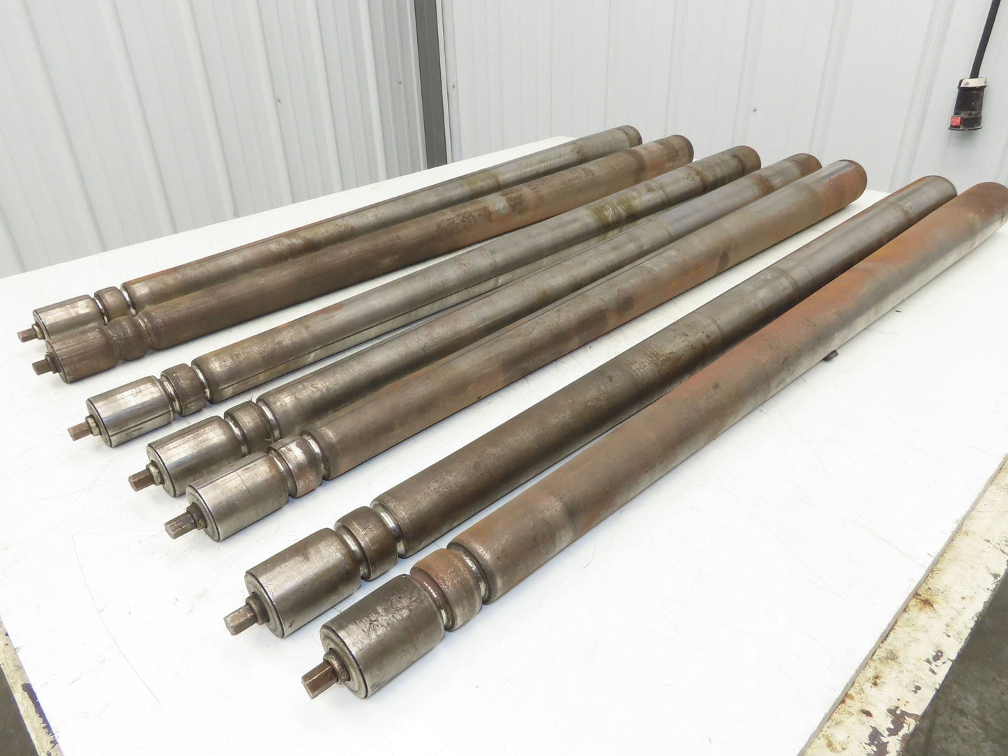 Curve Conveyor Tapered Roller 39"BF Grooved Galvanized Steel 7/16" Hex Lot of 7