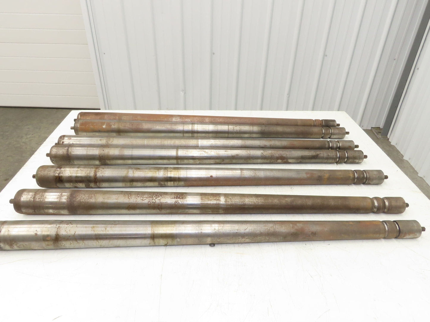 Curve Conveyor Tapered Roller 39"BF Grooved Galvanized Steel 7/16" Hex Lot of 7