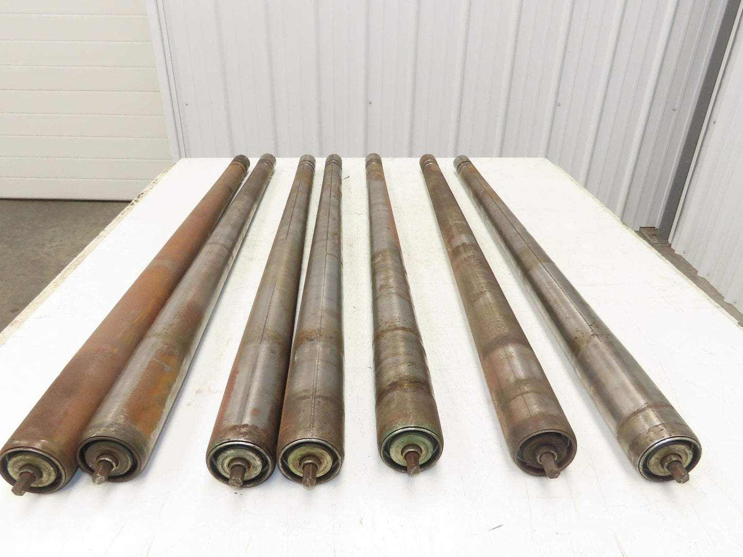 Curve Conveyor Tapered Roller 39"BF Grooved Galvanized Steel 7/16" Hex Lot of 7