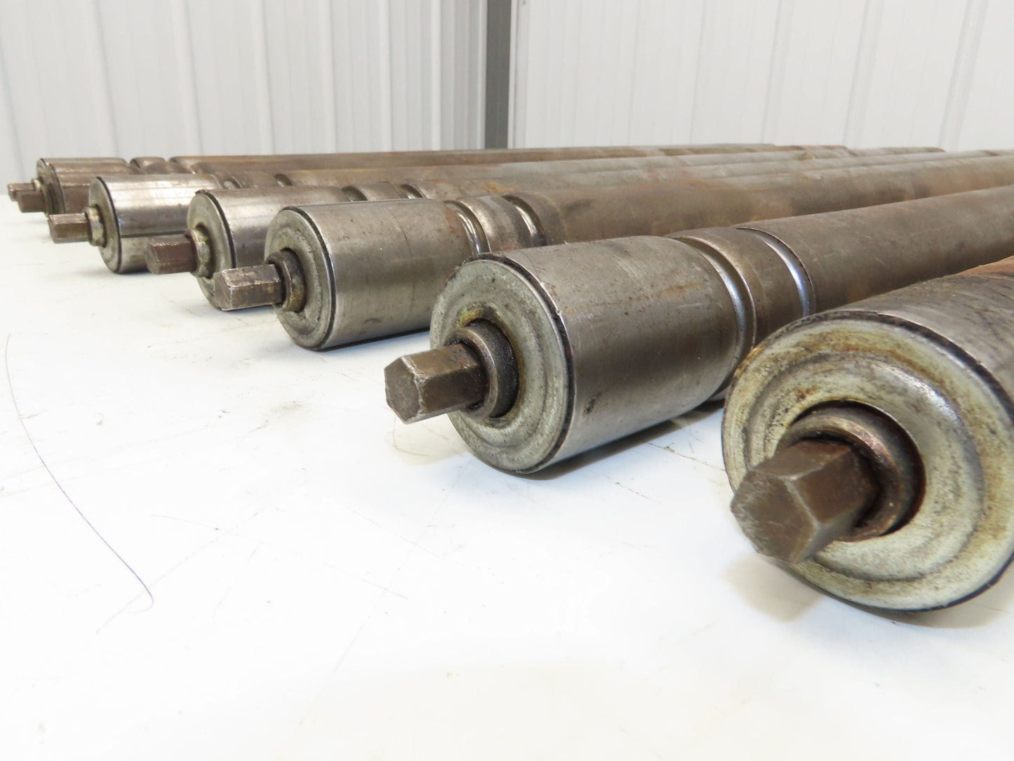 Curve Conveyor Tapered Roller 39"BF Grooved Galvanized Steel 7/16" Hex Lot of 7