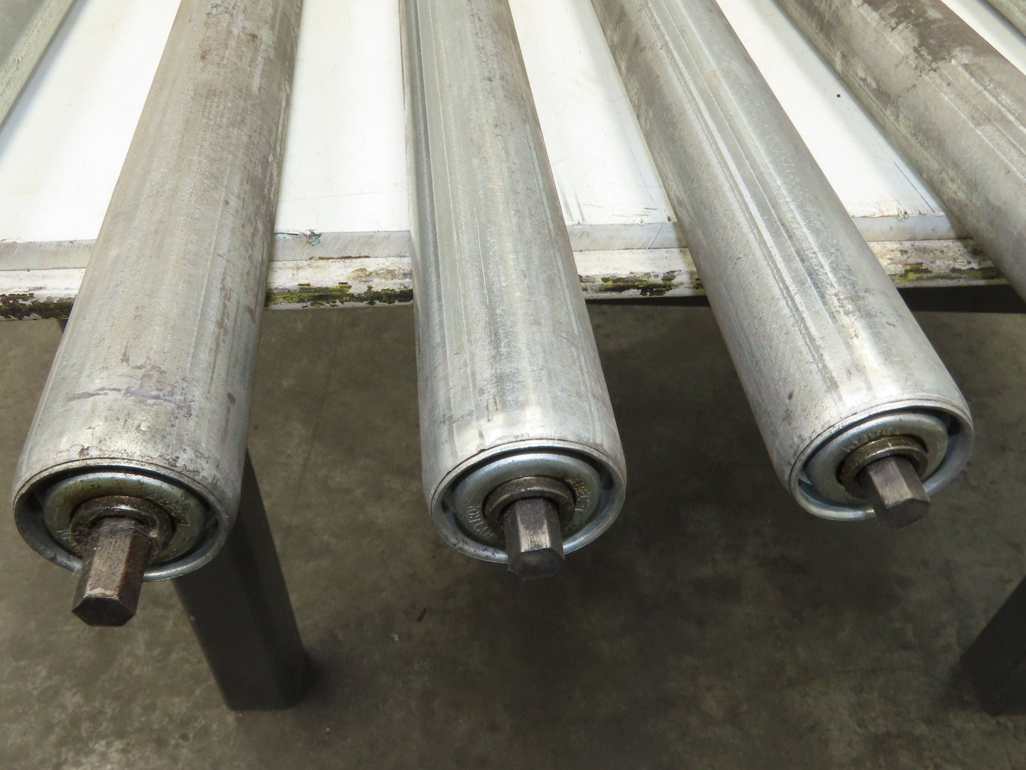Conveyor Roller 1.9" x 60"BF Galvanized Steel 7/16" Hex Axle Lot of 11