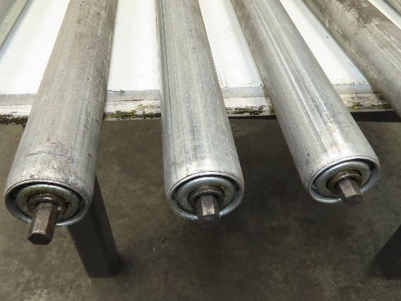 Conveyor Roller 1.9" x 60"BF Galvanized Steel 7/16" Hex Axle Lot of 11