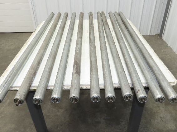 Conveyor Roller 1.9" x 60"BF Galvanized Steel 7/16" Hex Axle Lot of 11