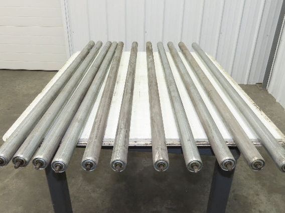 Conveyor Roller 1.9" x 60"BF Galvanized Steel 7/16" Hex Axle Lot of 11
