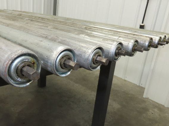 Conveyor Roller 1.9" x 60"BF Galvanized Steel 7/16" Hex Axle Lot of 11