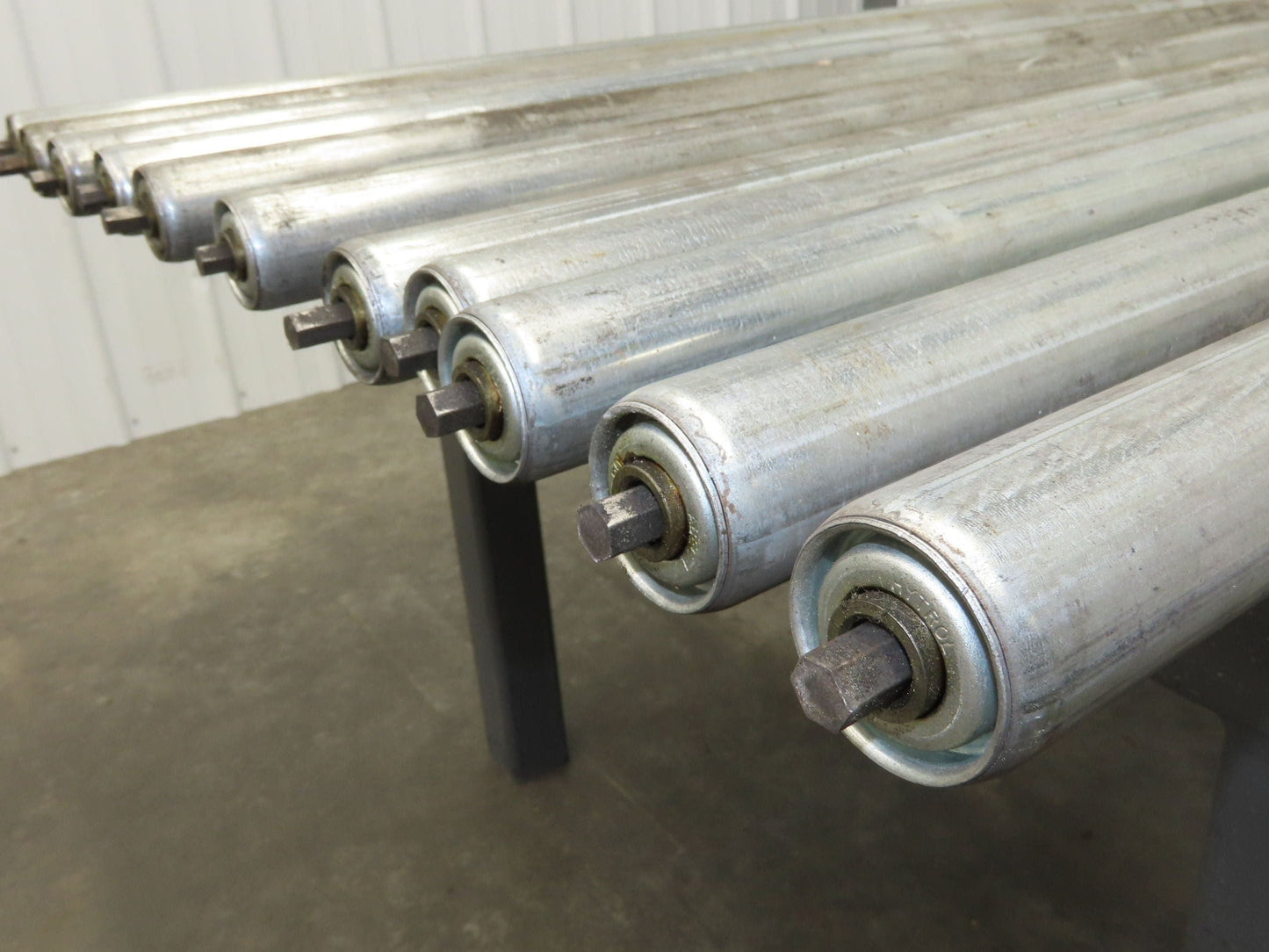 Conveyor Roller 1.9" x 60"BF Galvanized Steel 7/16" Hex Axle Lot of 11