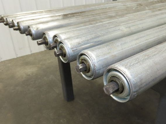 Conveyor Roller 1.9" x 60"BF Galvanized Steel 7/16" Hex Axle Lot of 11