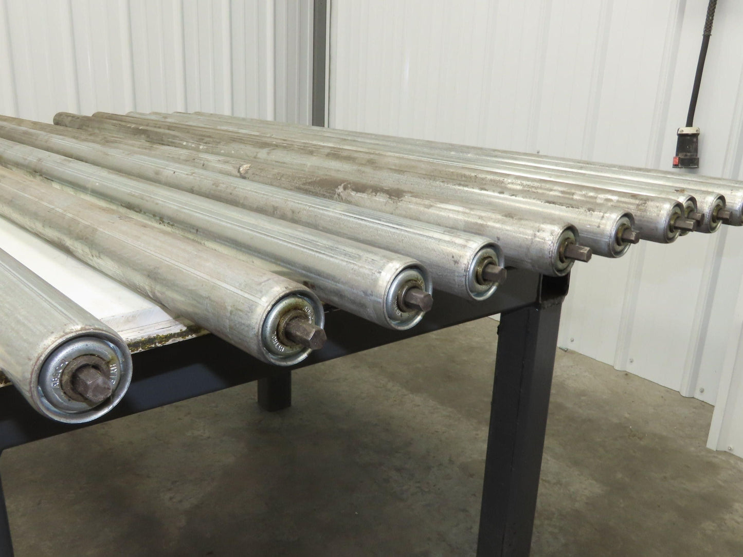 Conveyor Roller 1.9" x 60"BF Galvanized Steel 7/16" Hex Axle Lot of 11