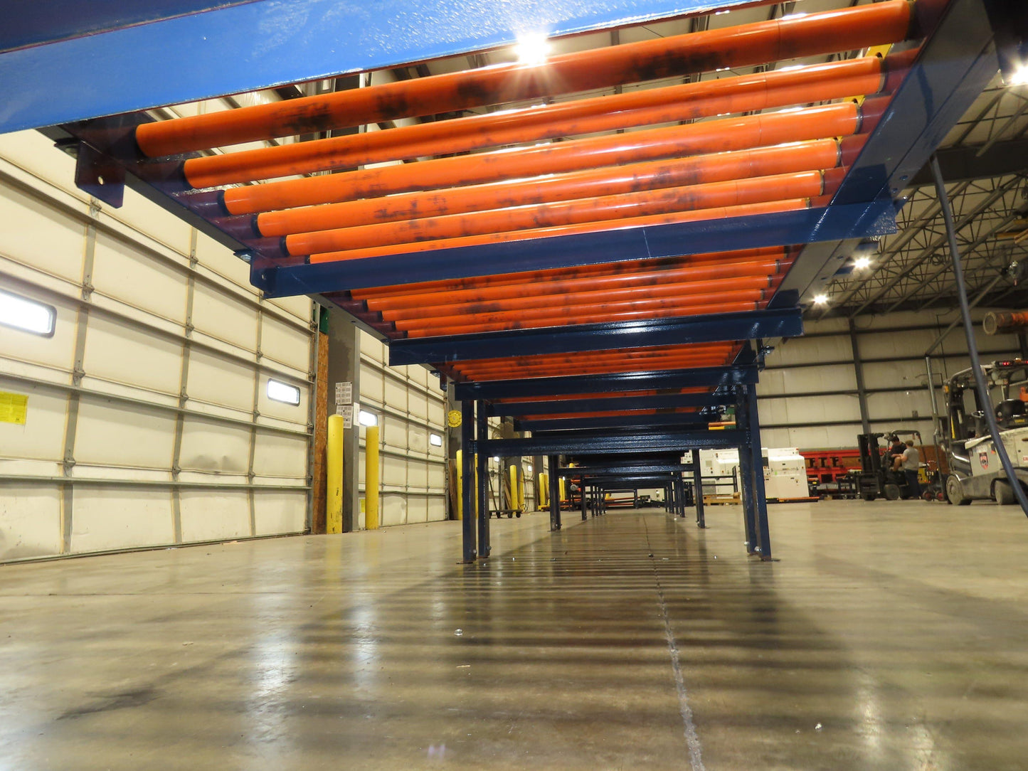 55"x 48' 4" Chain Drive Live Roller Conveyor 48"BF 1.9" Urethane Roller 460V 3PH