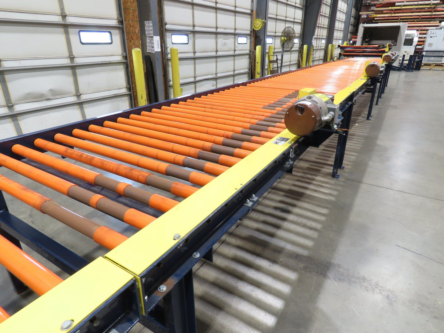 55"x 48' 4" Chain Drive Live Roller Conveyor 48"BF 1.9" Urethane Roller 460V 3PH