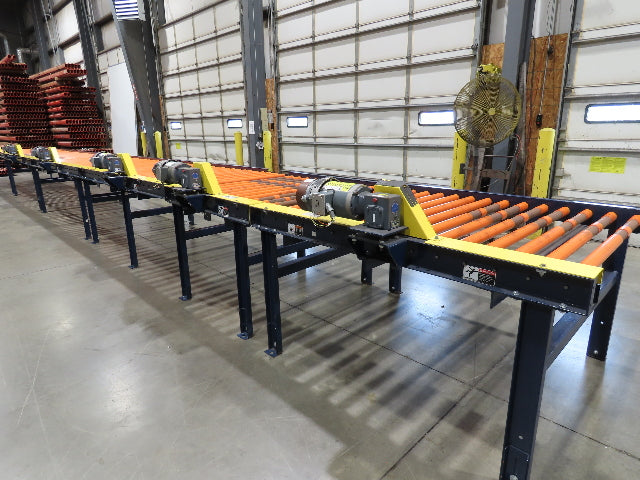 55"x 48' 4" Chain Drive Live Roller Conveyor 48"BF 1.9" Urethane Roller 460V 3PH