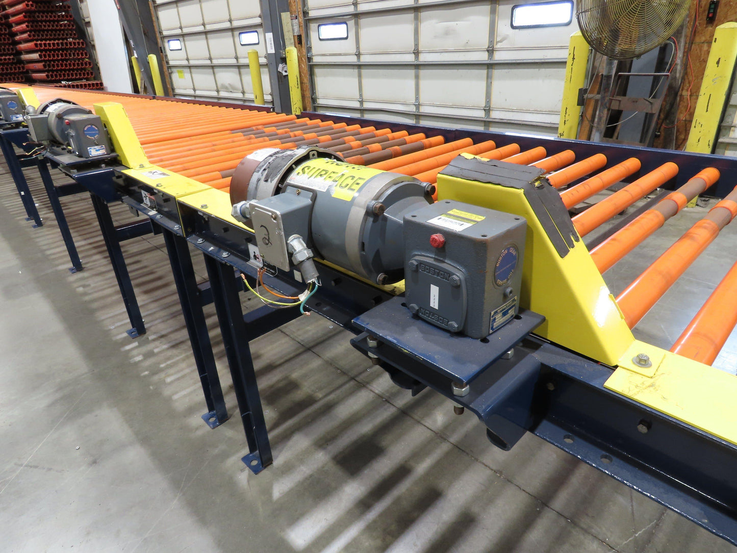 55"x 48' 4" Chain Drive Live Roller Conveyor 48"BF 1.9" Urethane Roller 460V 3PH
