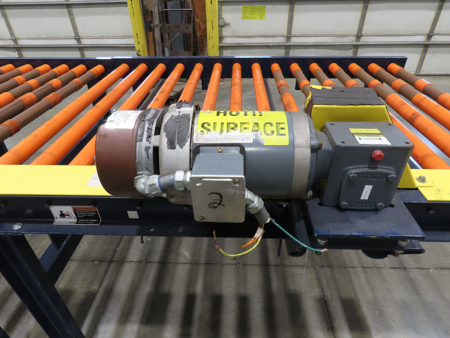 55"x 48' 4" Chain Drive Live Roller Conveyor 48"BF 1.9" Urethane Roller 460V 3PH