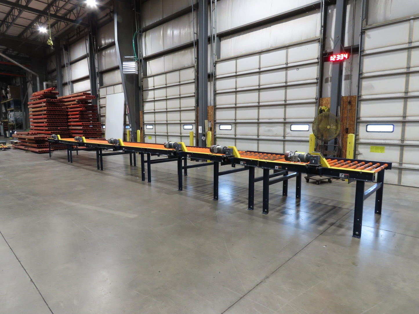 55"x 48' 4" Chain Drive Live Roller Conveyor 48"BF 1.9" Urethane Roller 460V 3PH