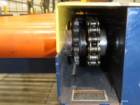 55"x 48' 4" Chain Drive Live Roller Conveyor 48"BF 1.9" Urethane Roller 460V 3PH