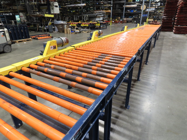 55"x 48' 4" Chain Drive Live Roller Conveyor 48"BF 1.9" Urethane Roller 460V 3PH