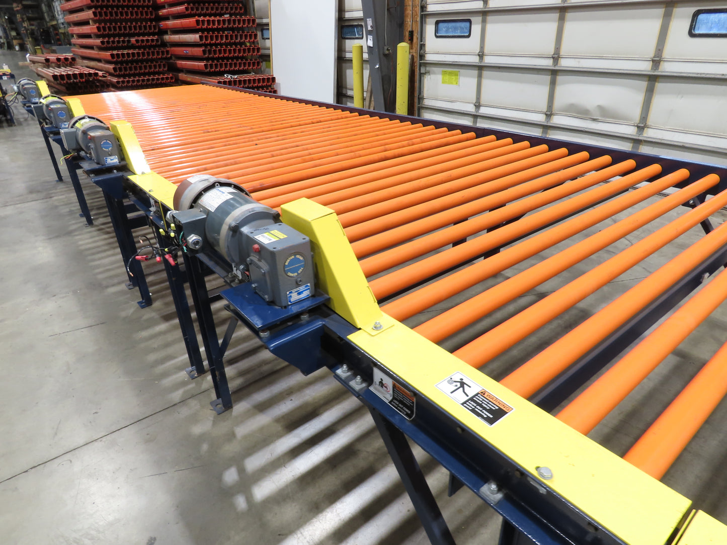 81"x 28' Chain Drive Live Roller Conveyor 74"BF 1.9" Urethane Roller 460V 3PH