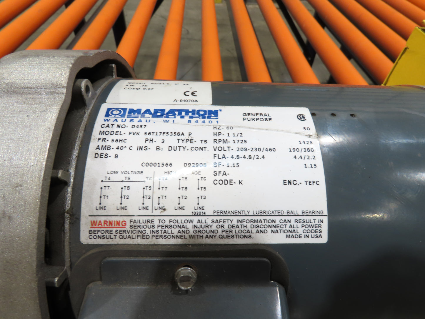 81"x 28' Chain Drive Live Roller Conveyor 74"BF 1.9" Urethane Roller 460V 3PH