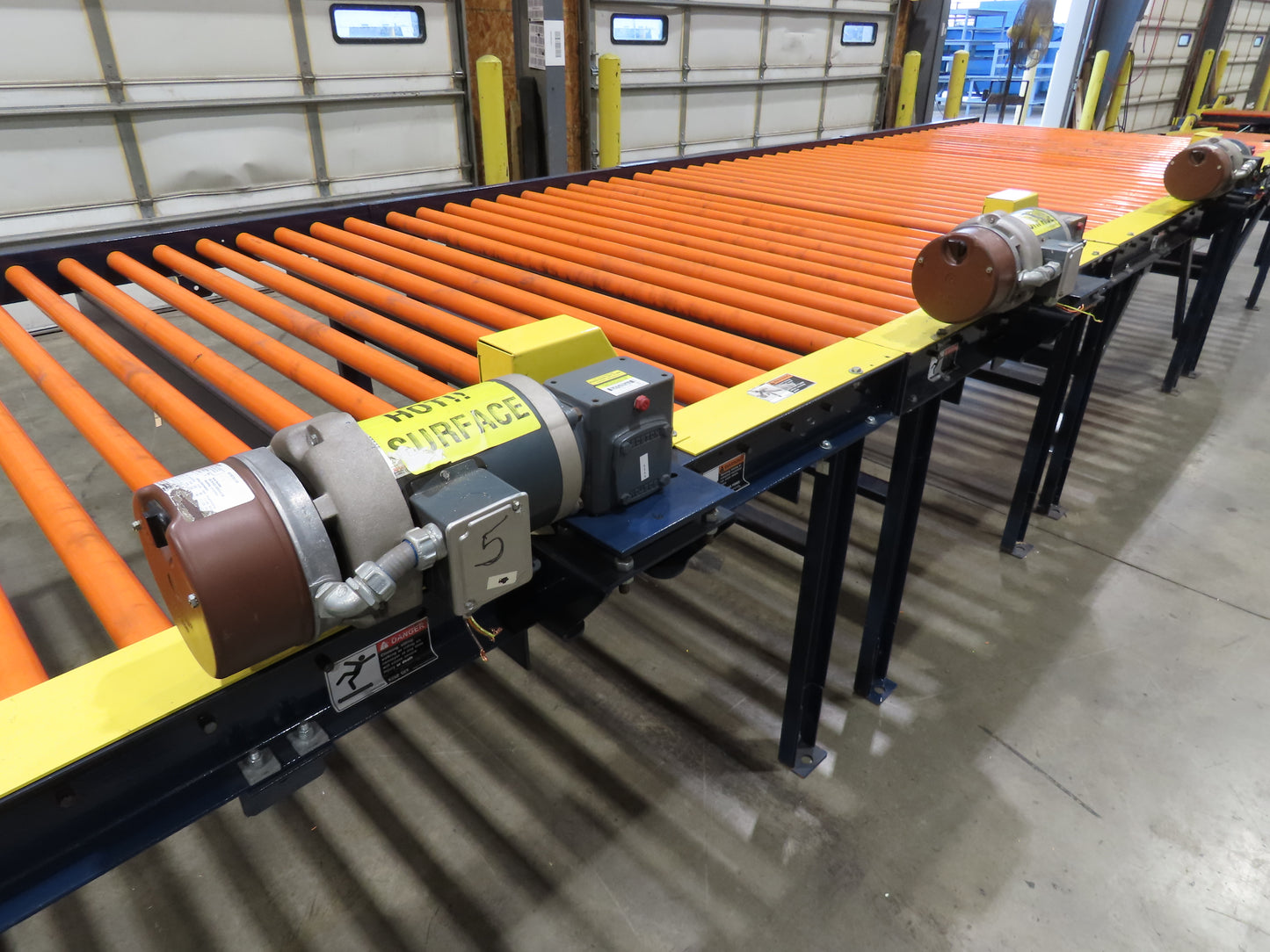 81"x 28' Chain Drive Live Roller Conveyor 74"BF 1.9" Urethane Roller 460V 3PH