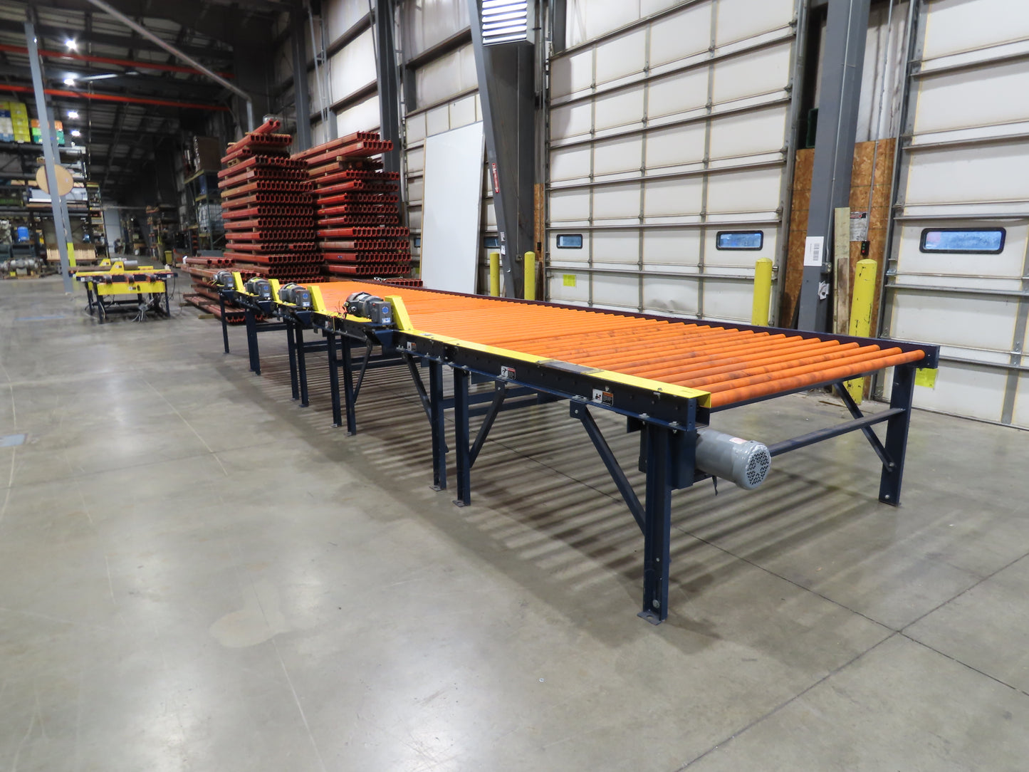 81"x 28' Chain Drive Live Roller Conveyor 74"BF 1.9" Urethane Roller 460V 3PH