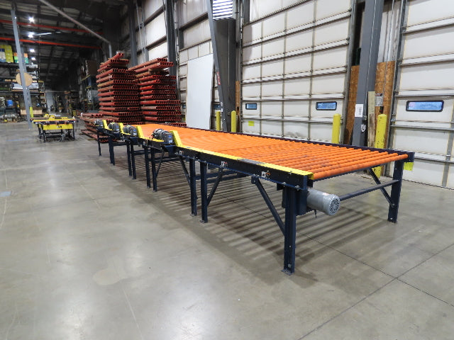81"x 28' Chain Drive Live Roller Conveyor 74"BF 1.9" Urethane Roller 460V 3PH